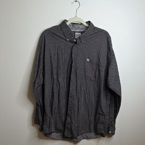 Men's Gray Patterned Cinch Button Down Size LARGE